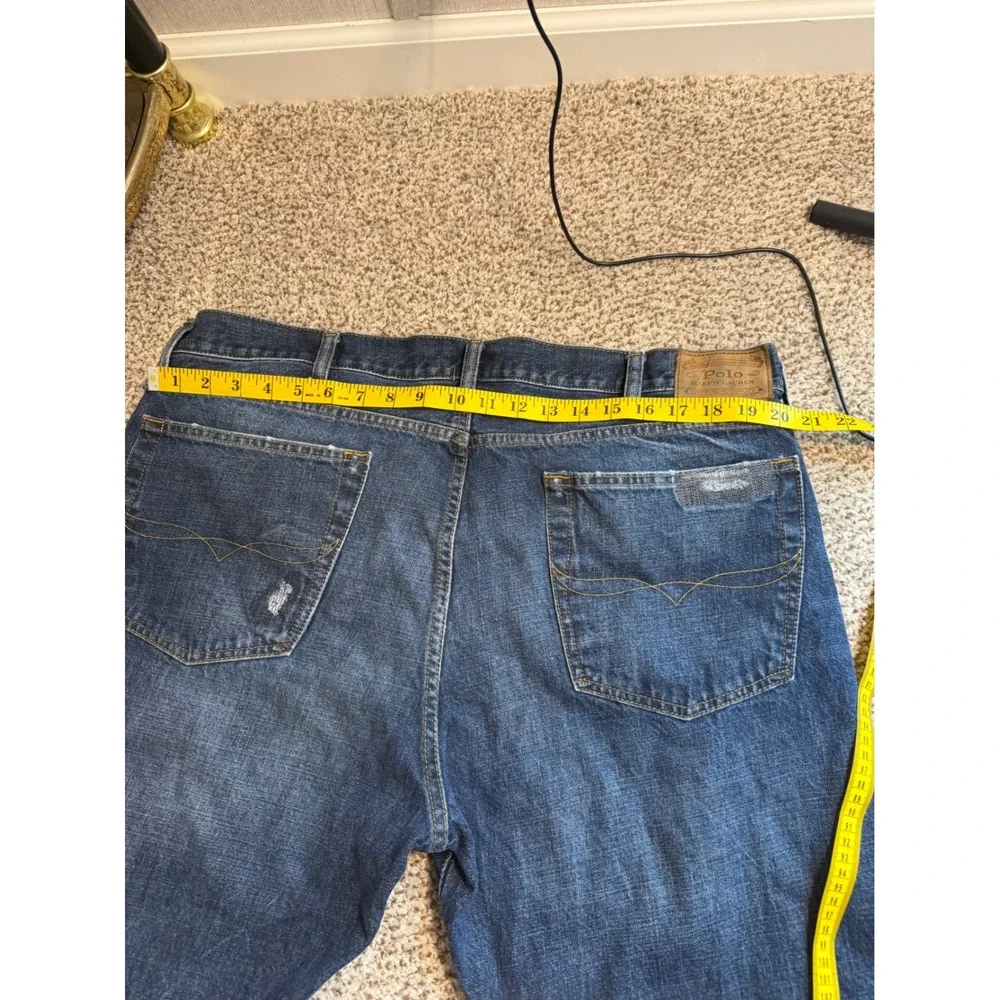 Polo Ralph Lauren Classic Fit Distressed Repaired Blue Jeans 40x32 Mens